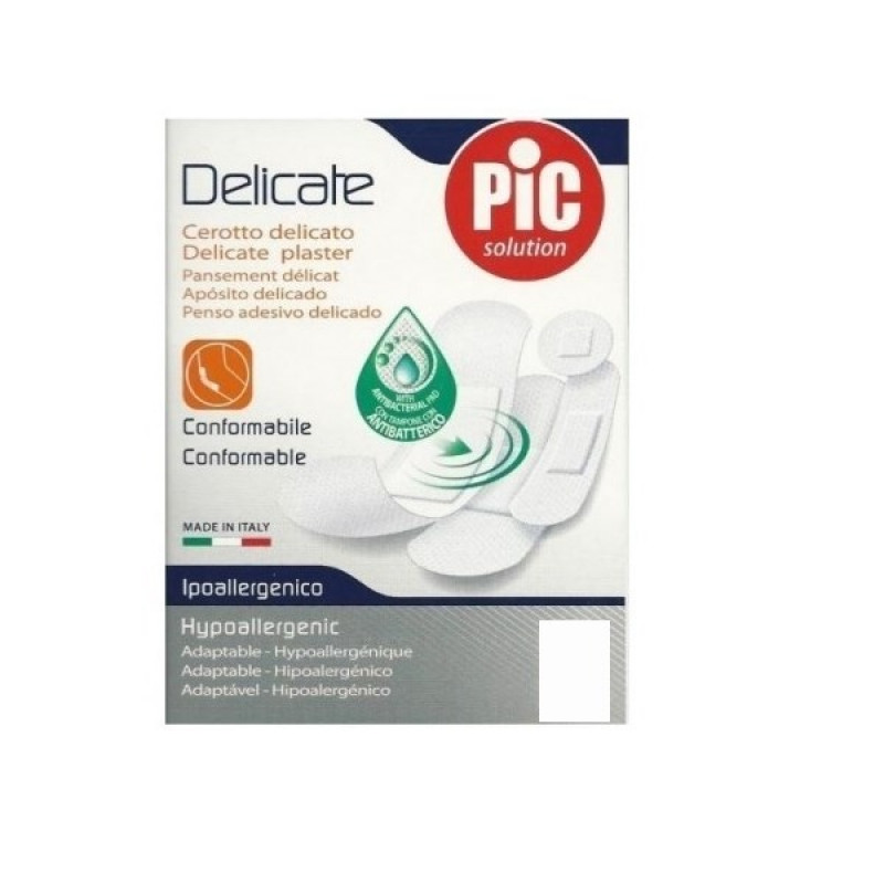 PIC Delicate-Slices Mix, Antibakteriálne náplasti, mix veľkostí, 20ks