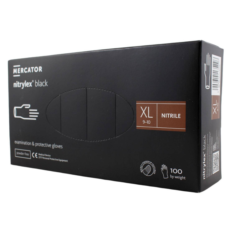 E-shop Nitrilové rukavice jednorázové MERCATOR nitrylex - čierne XL 100ks