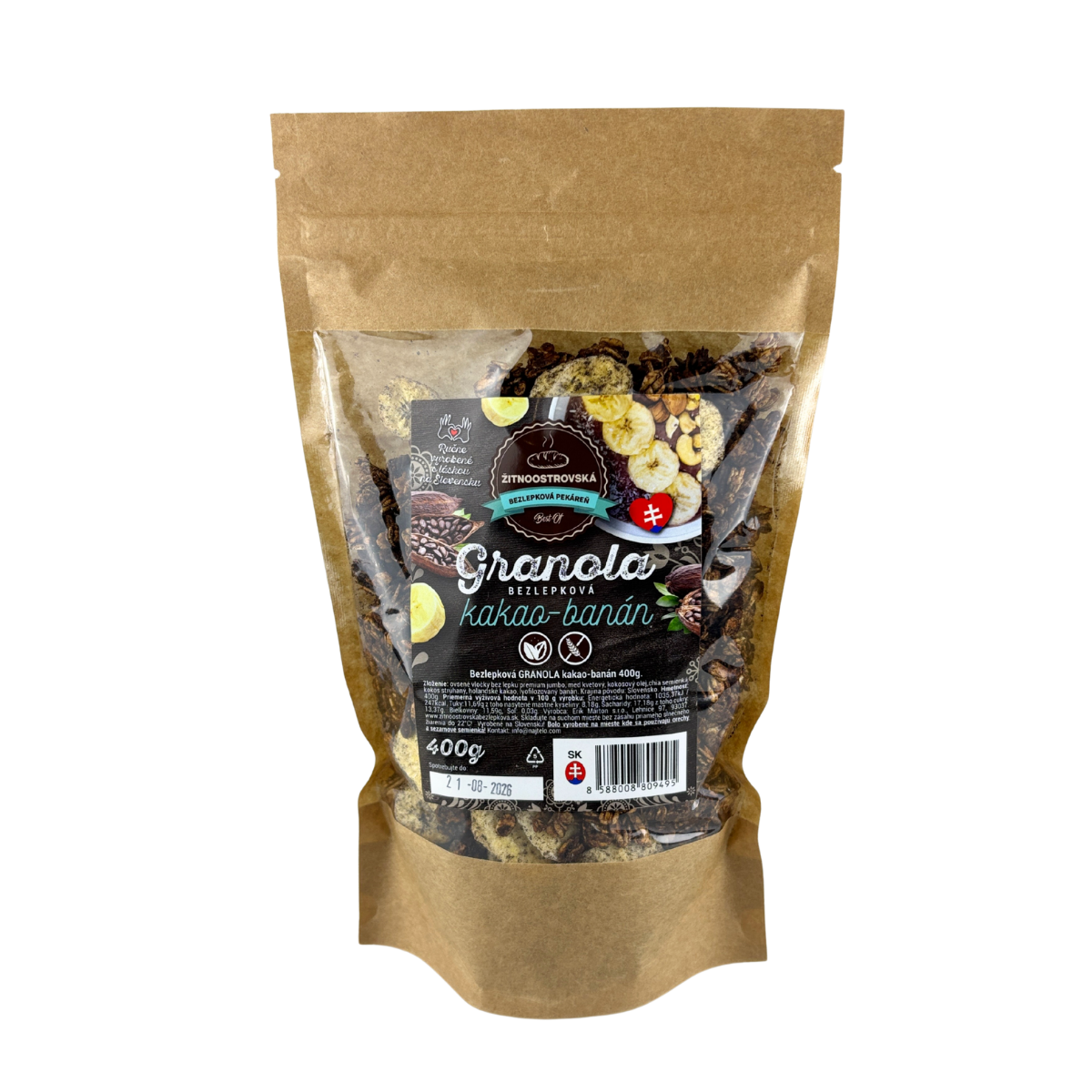 E-shop Žitnoostrovská bezlepková pekáreň Granola kakao-banán 400g