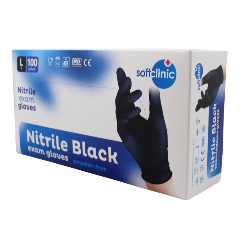 E-shop Nitrilové rukavice jednorázové SOFTCLINIC čierne L 100ks