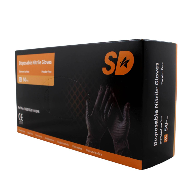 E-shop Nitrilové ochranné rukavice čierne SD grip - XL 50ks
