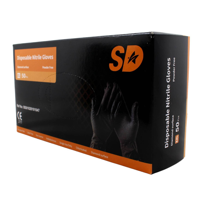 E-shop Nitrilové ochranné rukavice čierne SD grip - XXL 50ks