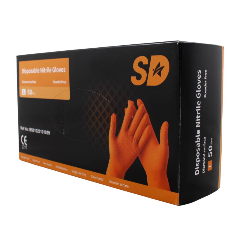 E-shop Nitrilové ochranné rukavice oranžové SD grip - L 50ks