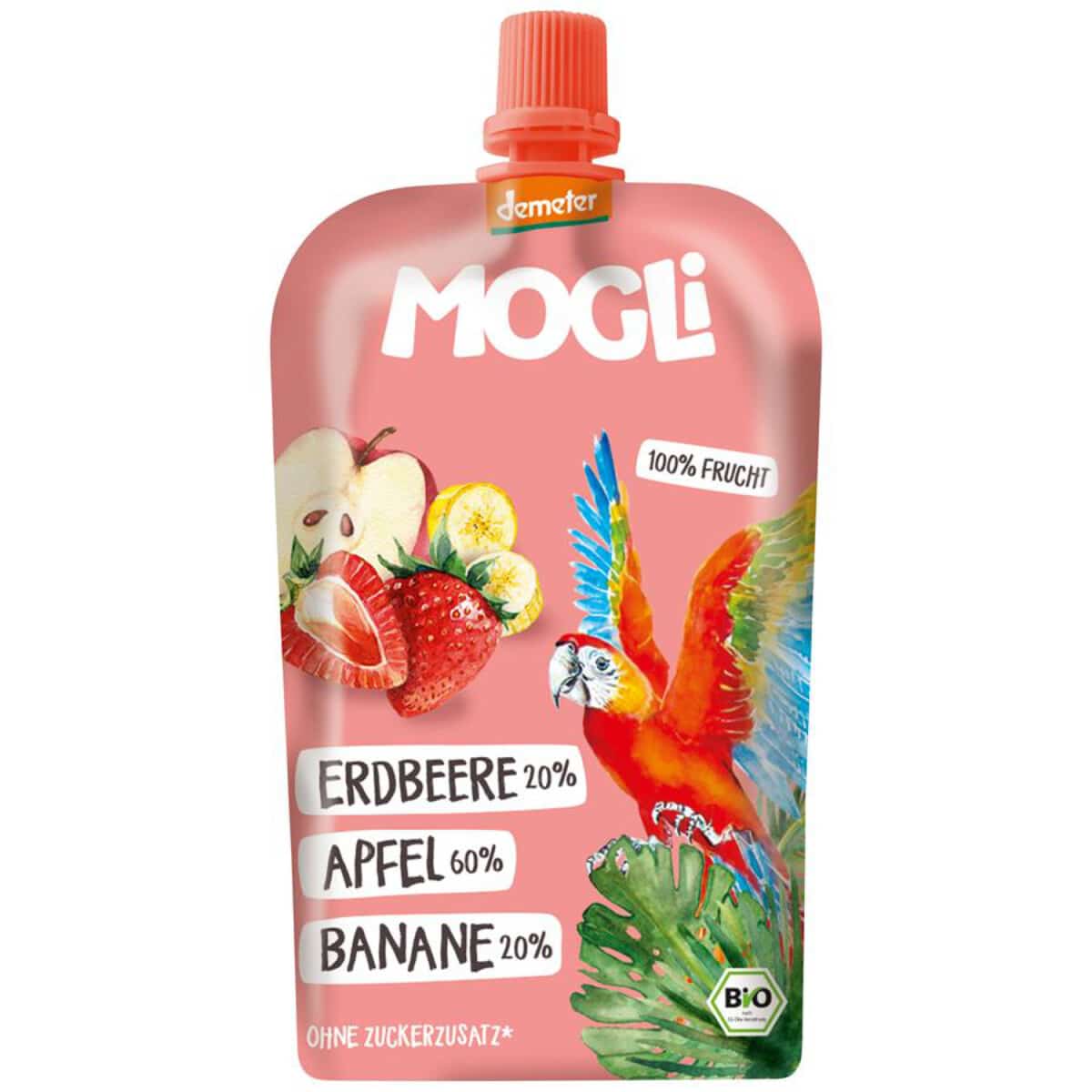 E-shop Mogli ovocné pyré jahoda jablko banán BIO Demeter 120g
