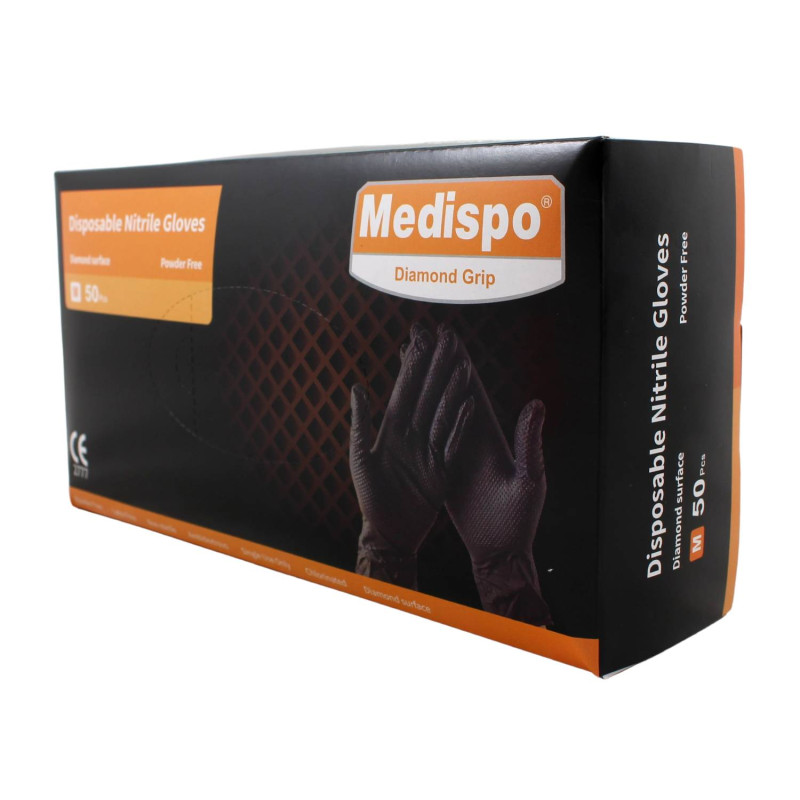 E-shop Nitrilové ochranné rukavice čierne MEDISPO grip - M 50ks