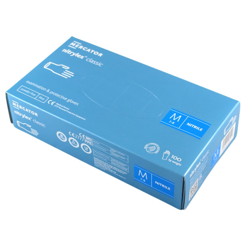 E-shop Nitrilové rukavice jednorázové MERCATOR nitrylex classic - modré M 100ks