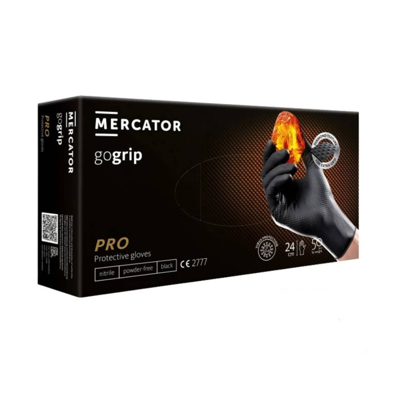 E-shop Nitrilové ochranné rukavice čierne Mercator gogrip PRO – L 50ks
