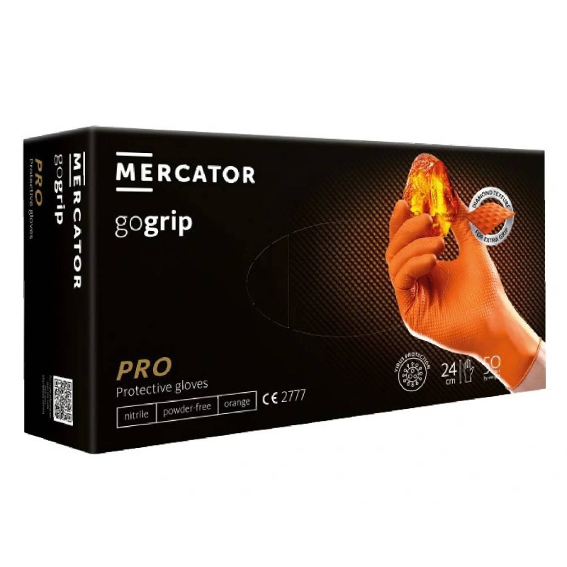 E-shop Nitrilové ochranné rukavice oranžové Mercator gogrip PRO – L 50ks