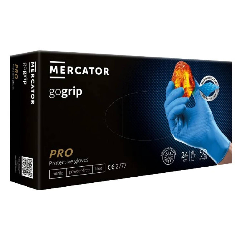 E-shop Nitrilové ochranné rukavice modré Mercator gogrip PRO – L 50ks