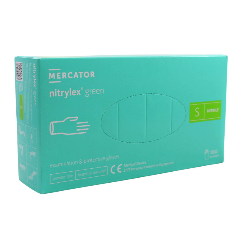 E-shop Nitrilové rukavice jednorázové MERCATOR nitrylex - zelené S 100ks