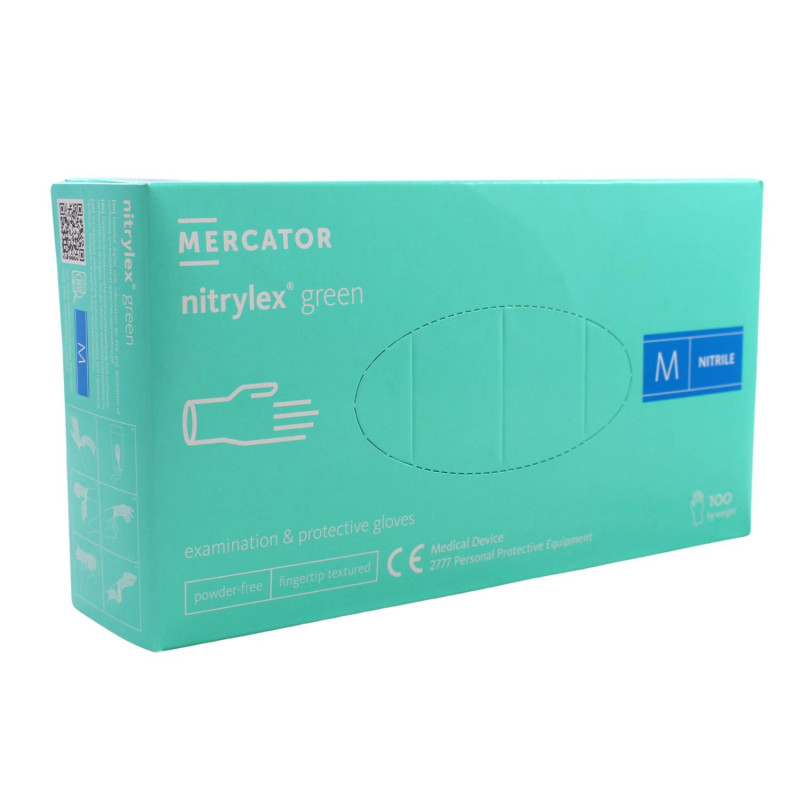 E-shop Nitrilové rukavice jednorázové MERCATOR nitrylex - zelené M 100ks