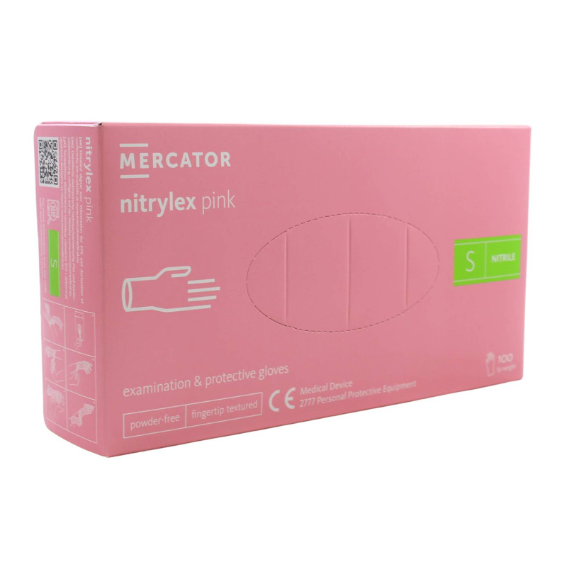E-shop Nitrilové rukavice jednorázové MERCATOR nitrylex - ružové S 100ks