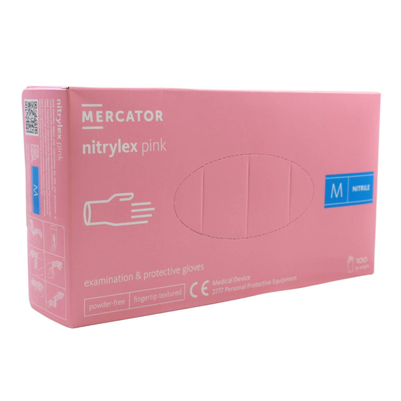 E-shop Nitrilové rukavice jednorázové MERCATOR nitrylex - ružové M 100ks
