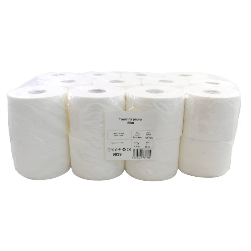 E-shop Toaletný papier,100% celulóza, 2vrst., 55m – 24ks