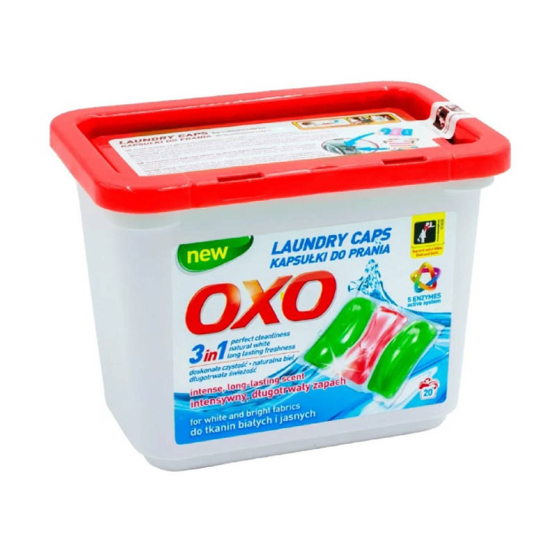 E-shop OXO gelové kapsule na pranie na bielu bielizeň 20ks