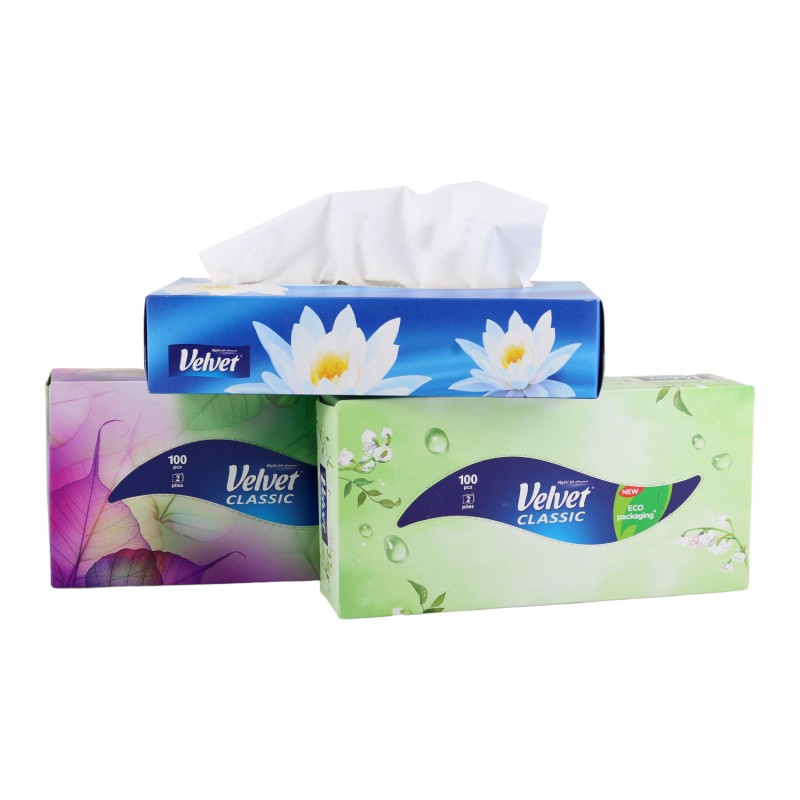 E-shop Kozmetické utierky VELVET CLASSIC 2 vrst. papierové 100 ks