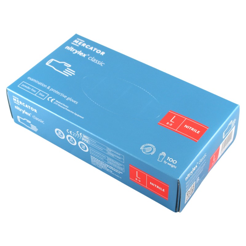 E-shop Nitrilové rukavice jednorázové MERCATOR nitrylex classic - modré L 100ks
