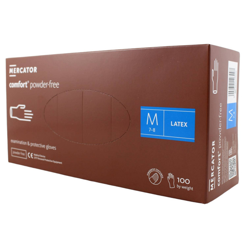 E-shop Latexové rukavice MERCATOR COMFORT nepúdrované M 100ks