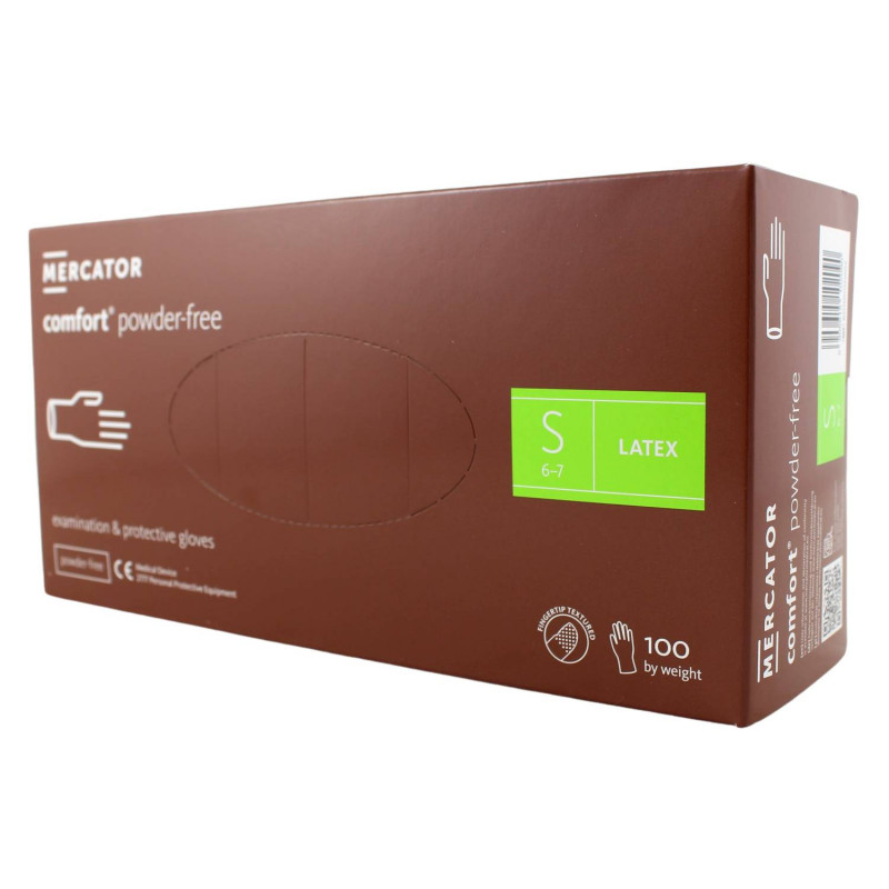 E-shop Latexové rukavice MERCATOR COMFORT nepúdrované S 100ks