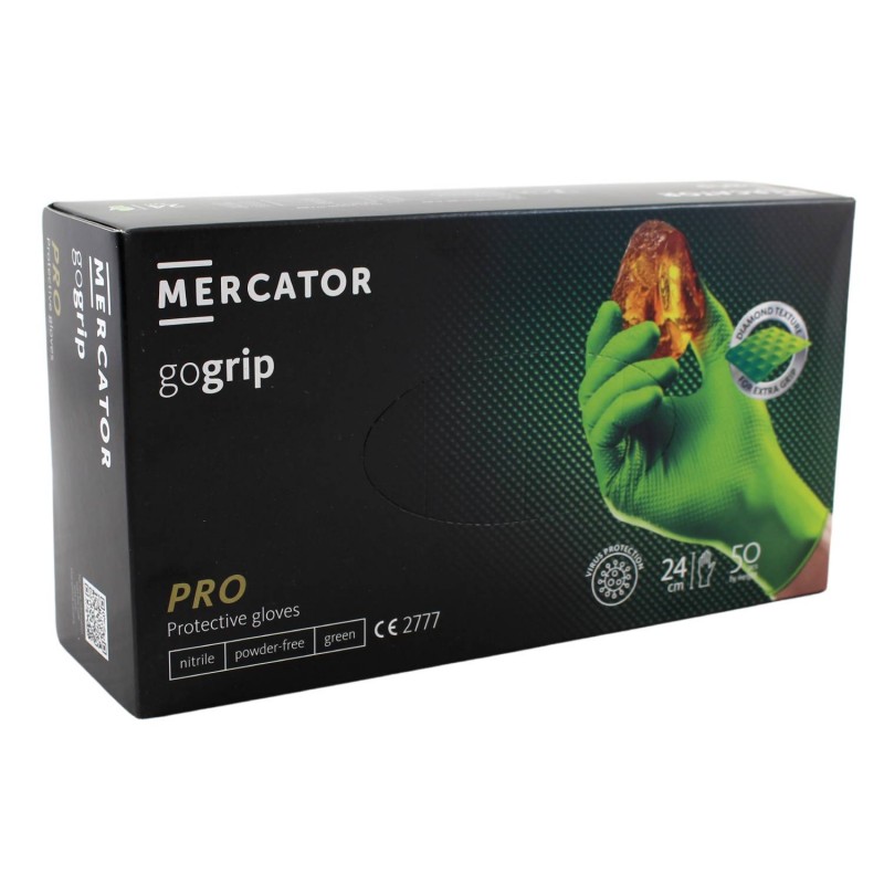 E-shop Nitrilové ochranné rukavice zelené Mercator gogrip PRO – L 50ks