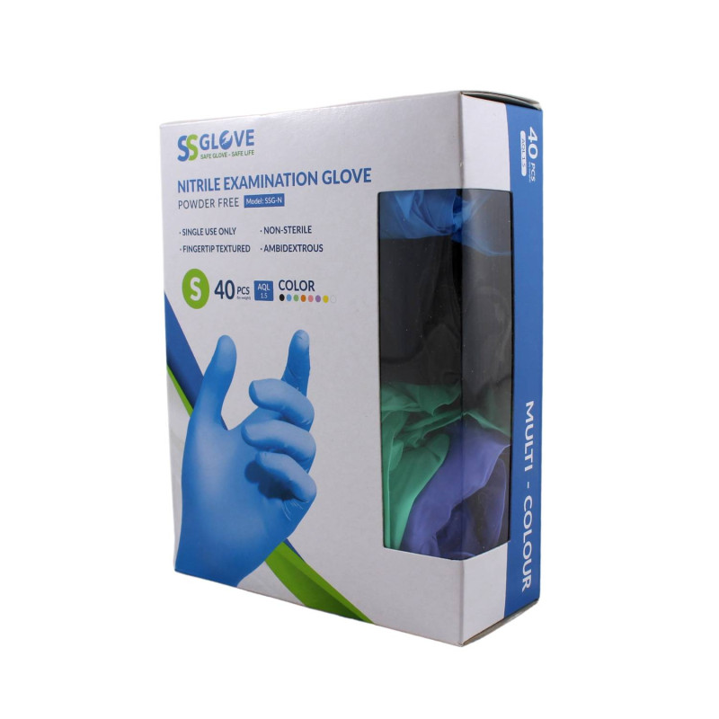 E-shop Nitrilové rukavice jednorázové SSGLOVE mix farieb S 40ks