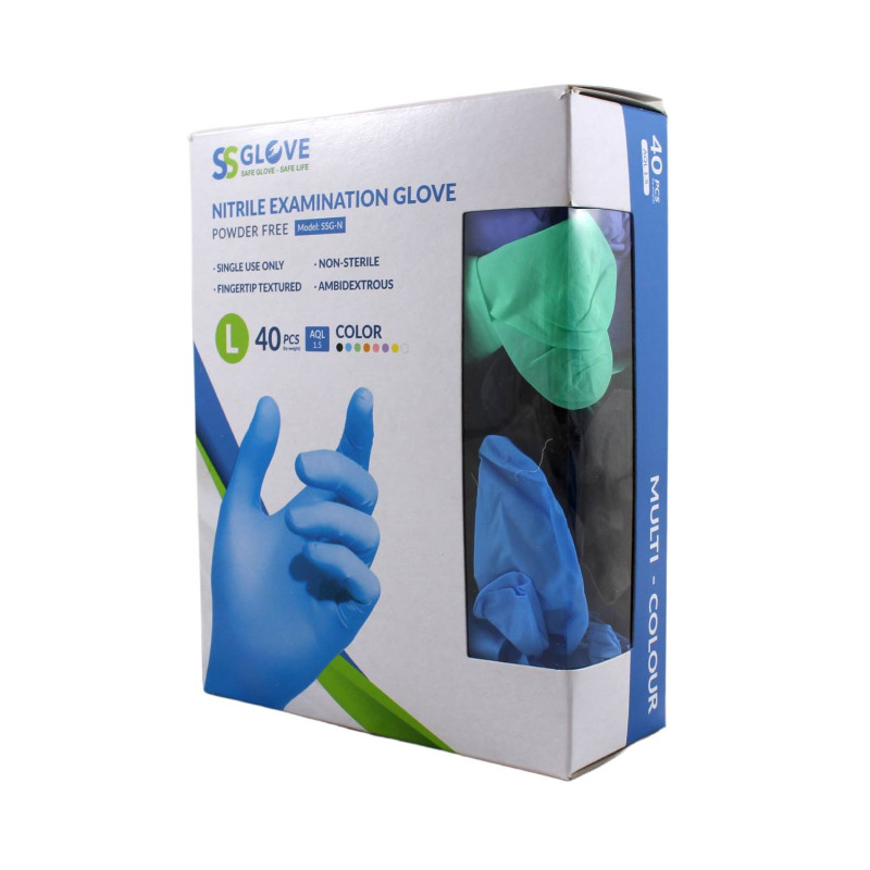 E-shop Nitrilové rukavice jednorázové SSGLOVE mix farieb L 40ks