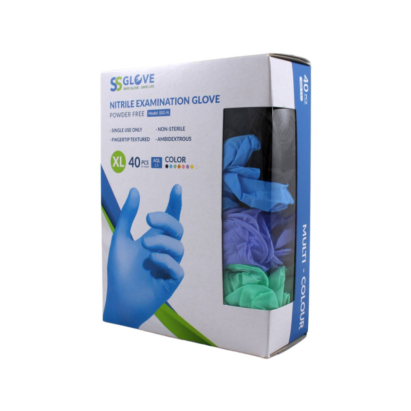 E-shop Nitrilové rukavice jednorázové SSGLOVE mix farieb XL 40ks