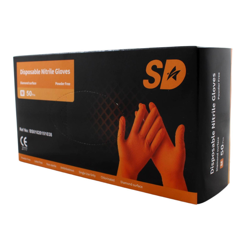 E-shop Nitrilové ochranné rukavice oranžové SD grip - M 50ks
