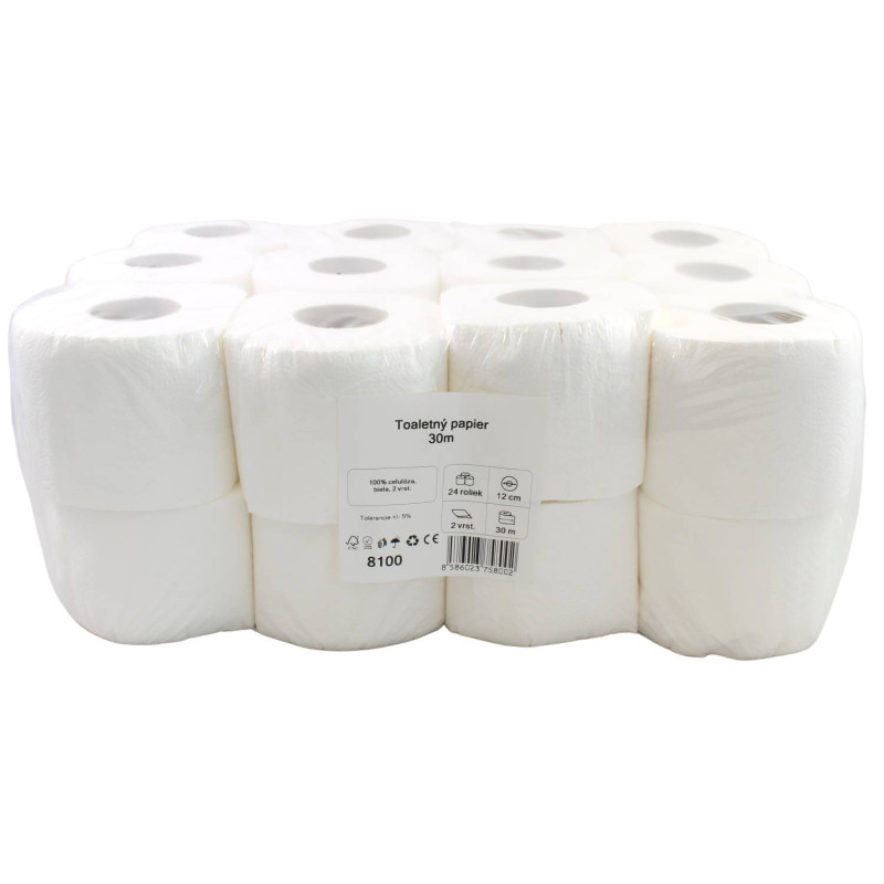 E-shop Toaletný papier,100% celulóza, 2vrst., 30m – 24ks
