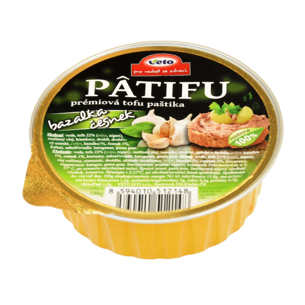 E-shop Paštéta PATIFU bazalka a cesnak 100 g VETO ECO