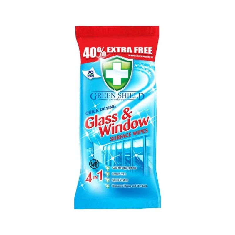 E-shop GREEN SHIELD Glass  Window 4v1 čistiace utierky na sklo a okná 70ks