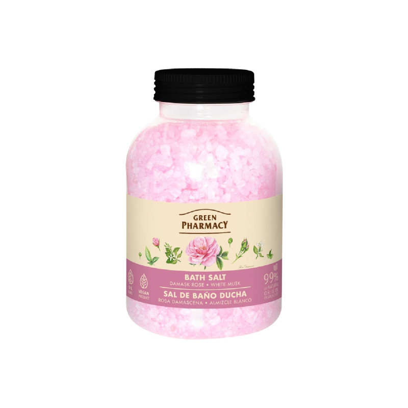 E-shop Green Pharmacy Soľ do kúpeľa 1000 g - Damask rose White musk