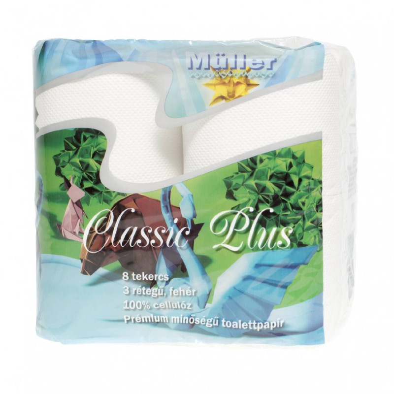 E-shop Toaletný papier Müller Classic Plus 100% celulóza, 3vrst., 8 ks