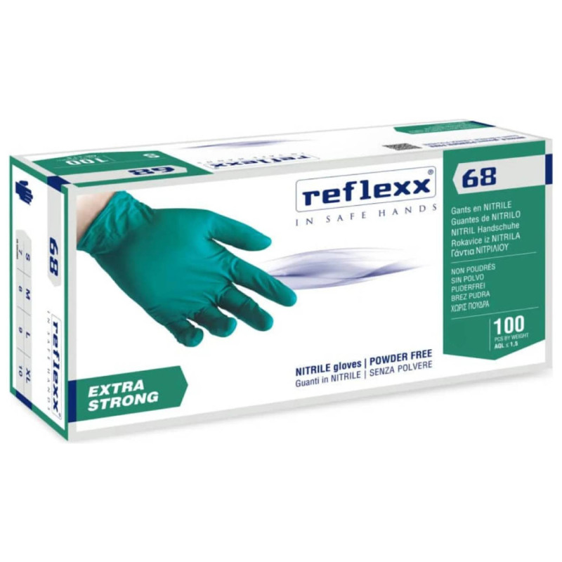 E-shop Nitrilové rukavice jednorázové REFLEXX R68 zelené L
