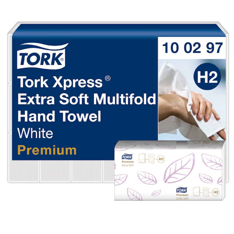 E-shop Tork Xpress® MULTIFOLD Premium jemná skladaná utierka na ruky H2 2-vr, celulóza biela 2100ks