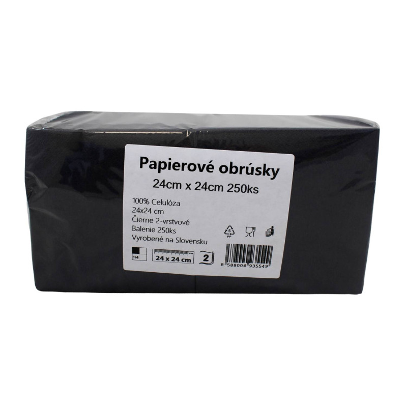 E-shop Servítky čierne 2vrst. 24x24cm 250ks