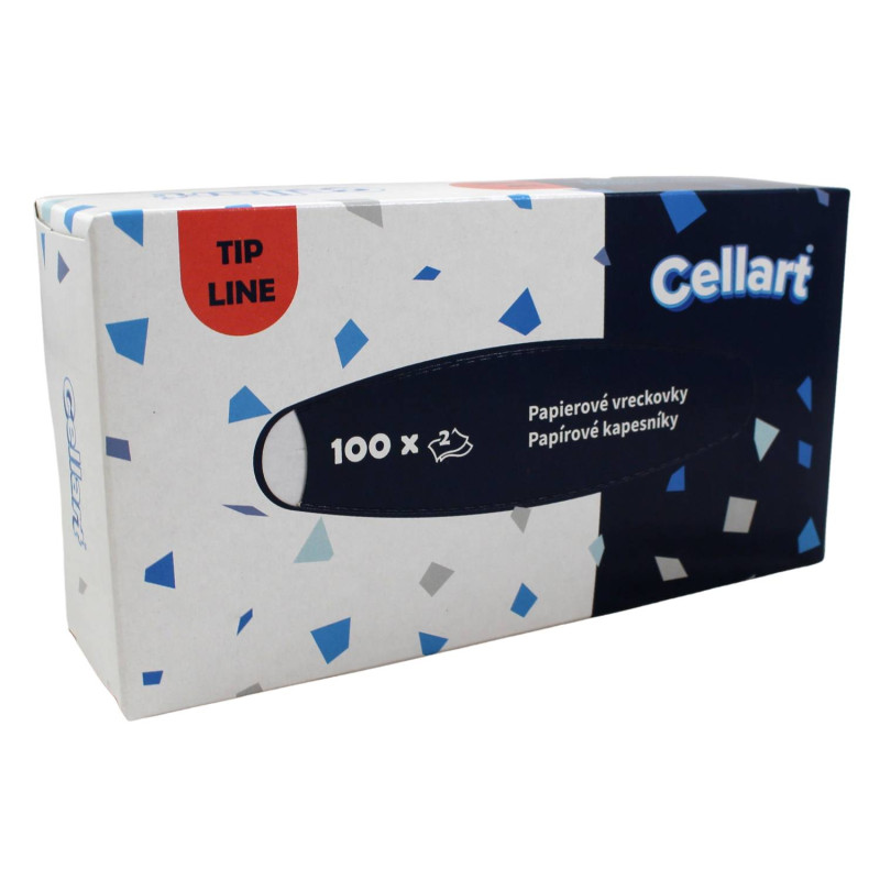 E-shop Papierové kozmetické vreckovky CELLART, 2vrst., 100% celulóza 100ks