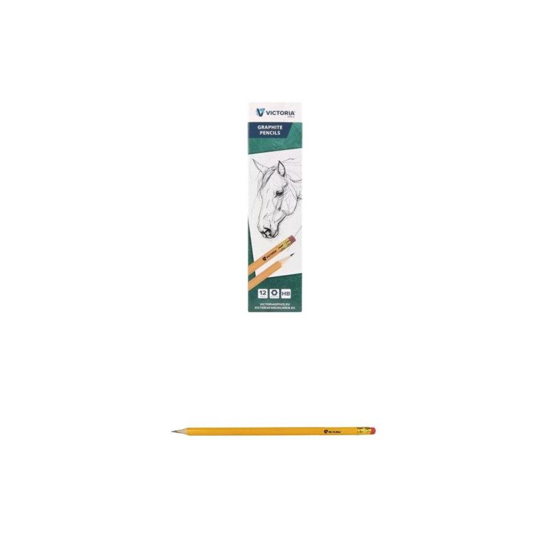 E-shop Grafitová ceruzka s gumou, HB, šesťhranná, VICTORIA OFFICE (12ks)