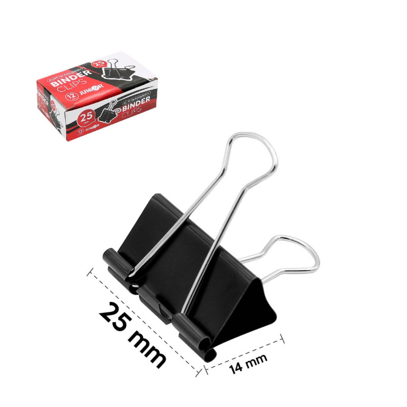 E-shop Klip binder/čierny JUNIOR, 25 mm - 12 ks