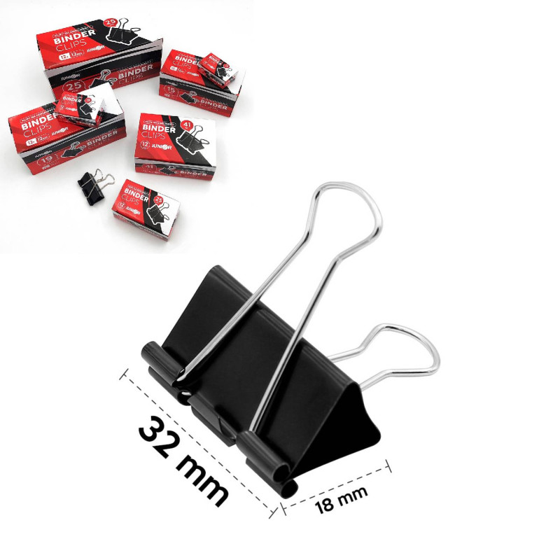 E-shop Klip binder/čierny JUNIOR, 32 mm - 12 ks