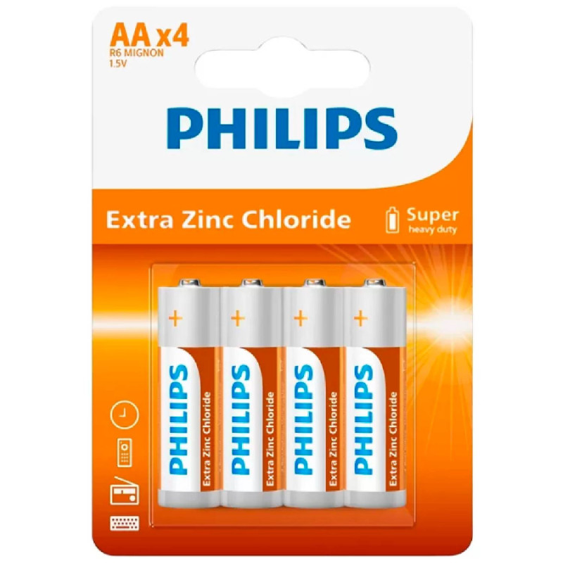 E-shop Batérie Philips Extra Zinc Chloride R6L4B/10 AA 4ks