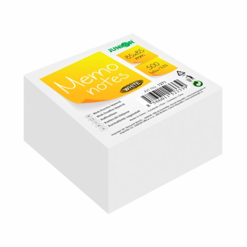 E-shop Blok/kocka lepená - biela 85 x 85 mm / 500 listov