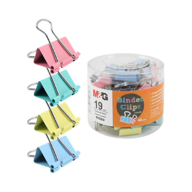 E-shop Klip Binder/farebný M, 19 mm - 40 ks