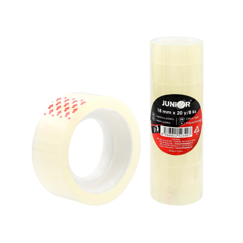 E-shop Lepiaca páska 18 mm x 20 m, priehľadná – 8 ks