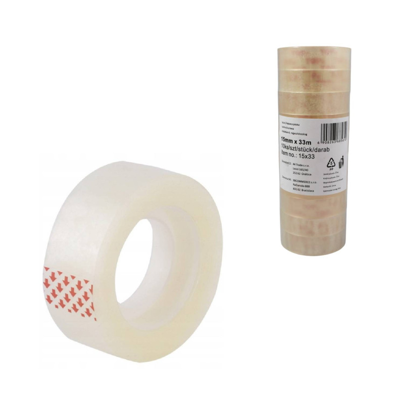 E-shop Lepiaca páska 15 mm x 33 m, priehľadná – 10 ks