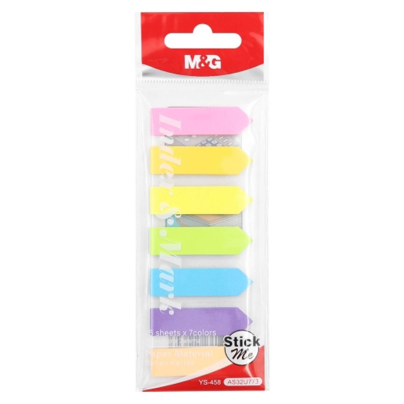 E-shop Záložka lepiaca 44x12 mm Papier - 7 farieb x 25 listov