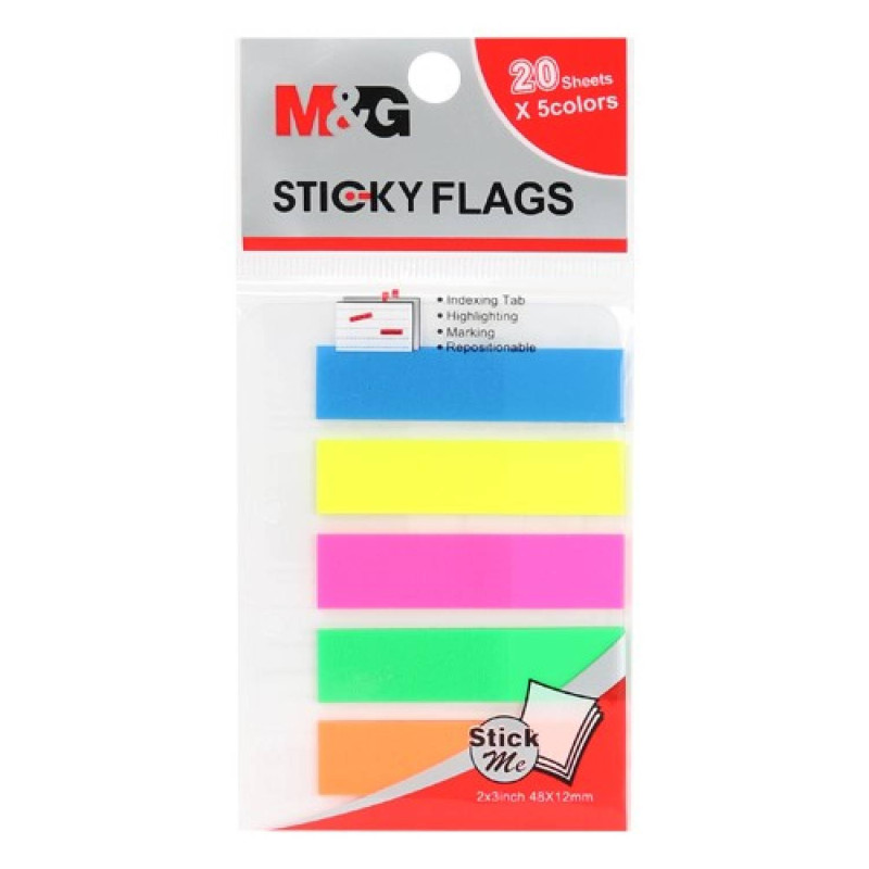 E-shop Záložka lepiaca NEON 5 x 20 listov PVC