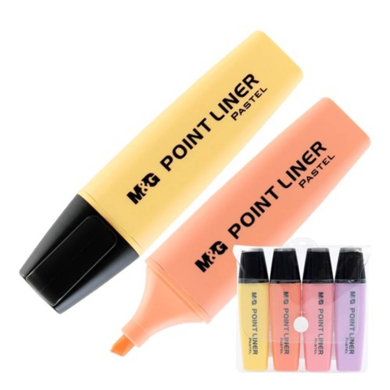 E-shop Zvýrazňovač M Point Liner Pastel / sada 4 ks