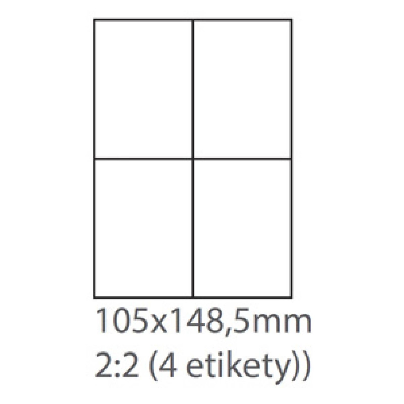 E-shop Etikety univerzálne biele 105x148,5mm samolepiace 4ks/A4 - 100 hárkov