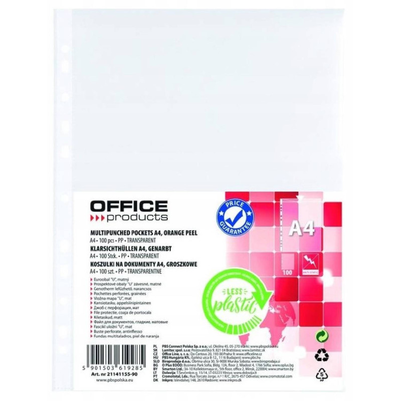 E-shop Euroobal OFFICE PRODUCTS A4 matný 35µm 100 ks